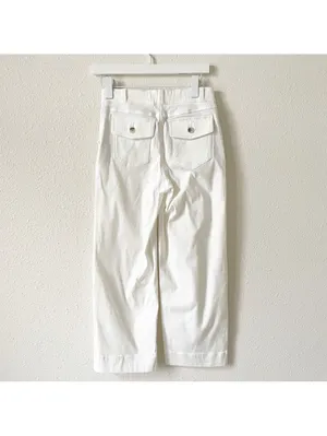 Spanx Stretch Twill Cropped Wide Leg Bright White Size Small Coastal Neutral thumbnail 2