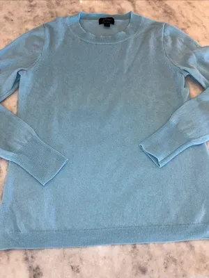 J. Crew Sky Blue Cashmere Crewneck Sweater thumbnail 1