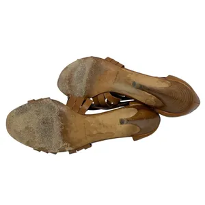Manolo Blahnik Ochre Leather Sandal Heels Cognac Brown Size 40.5‎ US 10.5 thumbnail 6
