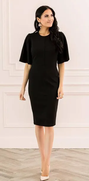 RACHEL PARCELL Flutter Sleeve Ponte Dress (M) thumbnail 1