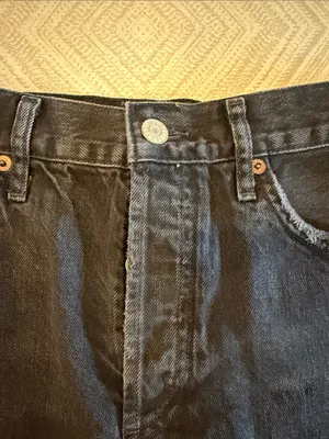 AGOLDE Black Distressed Ripped Button Fly Cutoff Jean Shorts Size 28 thumbnail 2