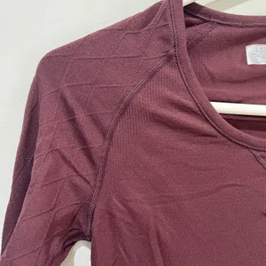 Athleta Womens Maroon Red Round Neck Long Sleeve Pullover Thermal‎ T-Shirt XS thumbnail 3
