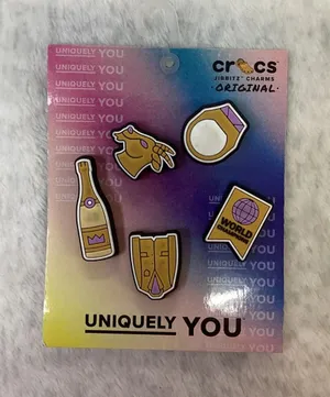 Crocs Jibbitz Charms Winner 5 Pack Gold Purple Championship Ring NEW no plastic thumbnail 1