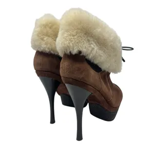 L.A.M.B Pier Booties Suede Shearling Platform‎ Boots High Heels Brown Size US 8 thumbnail 10