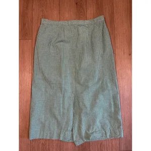 Lucia Vintage Green Gingham Midi Skirt Cotton High Waist Pockets Made in USA 18 thumbnail 5
