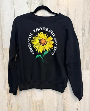 Awake Women's Regular–M Black Sweatshirt Sunflower Graphic thumbnail 1