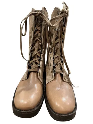 Free People We The Free Jesse Lace-Up Combat Boots Taupe Leather & Suede Size 9 thumbnail 7