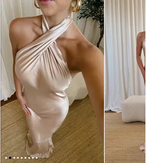 Mumu Showmeyour Jasmine Halter Champagne Maxi Dress thumbnail 2