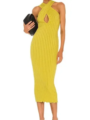 Simon Miller Jago rib-knit midi dress in kiwi green thumbnail 8