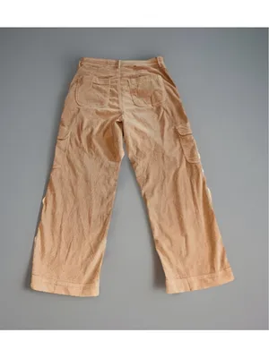 Womens American Eagle Tan Corduroy Wide Leg Cargo Pants 10 thumbnail 3
