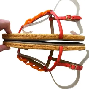 Tory Burch Everly Chain Link Espadrille‎ Sandals Orange Red 7 thumbnail 7