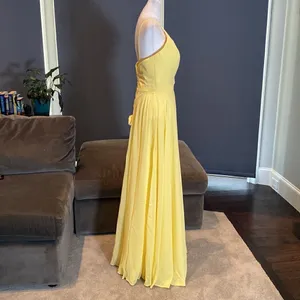 Women’s Yellow Chiffon Full Length Bridesmaid Prom Dress Corset Back Size 10 thumbnail 7