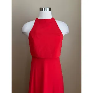 Jill Jill Stuart Red Dress Popover Halter Gown‎ 2 Minimalist Elegant Gala thumbnail 4