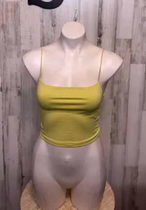 Forever 21 Lime Chartreuse Spaghetti Strap Cami Crop Top Womens Size Small Seaml thumbnail 1
