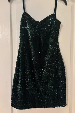 Zara Green Sequined Mini Dress thumbnail 3