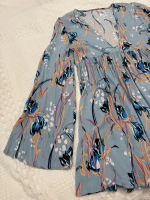 Free People Dress Mini Floral Small Long Sleeve thumbnail 3