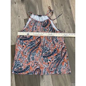 Ann Taylor Top Orange Navy Paisley Racerback Spaghetti Strap Size M thumbnail 4