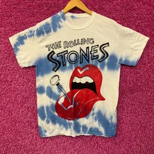 The Rolling Stones Nailed Tongue Hot Lips Rock Tie Dye M thumbnail 1
