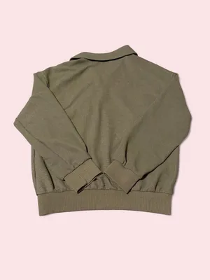 SHEIN Olive waffle knit Half-Zip Pullover Sweatshirt thumbnail 2