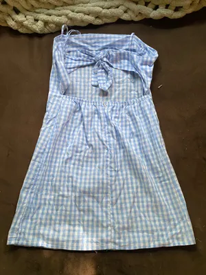 Light blue gingham dress thumbnail 2