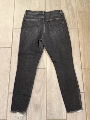 Women's High-Rise Straight Leg Ripped Jeans in Washed Black thumbnail 6