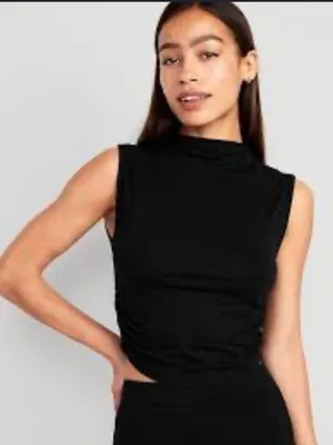 New with Tags Old Navy Fitted Mock Neck Cropped Top Sz M thumbnail 1