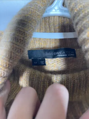 360 Sweater Womens Cashmere Wool Mustard Tan Turtleneck Sweater Medium thumbnail 2