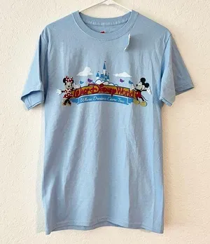 NWT Disney World Parks Mickey & Minnie Where Dreams Come True Blue Top Small thumbnail 1