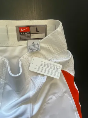 Nike Men’s White and Orange Padded Football Pants ( Large) thumbnail 6