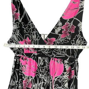 Ambrielle Y2K Pink Floral Maxi‎ Dress Empire Waist Open Back Tie Fairy Grunge M thumbnail 10