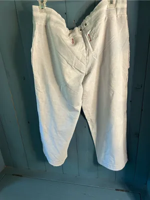 GAP Light Blue/Gray Ribbed Drawstring Waist Cropped Sweatpants | Size Large thumbnail 3
