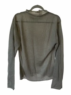 J. Crew Silver shimmer sweater roll down collar pullover sweater glam Large thumbnail 1