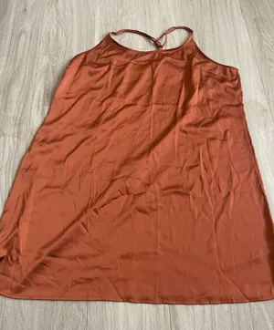 Satin Slip Chemise in Rust Orange Size 2X thumbnail 1