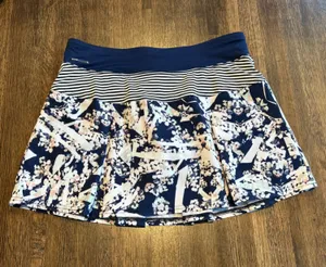 Lole Skort - Black/White Strip Navy Floral Pleats Active Golf Tennis - Size S thumbnail 1