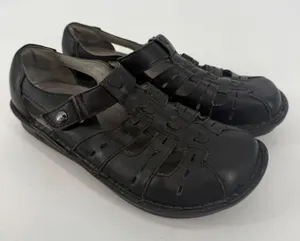 Alegria Pesca Black Leather Fisherman Mary Jane‎ Shoes Womens Size 37 EU 7 US thumbnail 1
