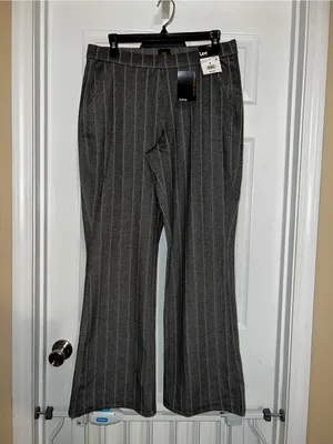 Lee Women's Gray Pinstripe Wide-Leg Trousers with High Waist thumbnail 2