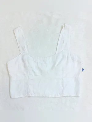 NWT Abercrombie & Fitch Square Neck Linen Crop Top – White – XL thumbnail 4