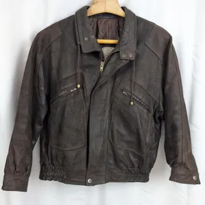 Vintage Heavy Leather Italian Made 80's Jacket. thumbnail 1