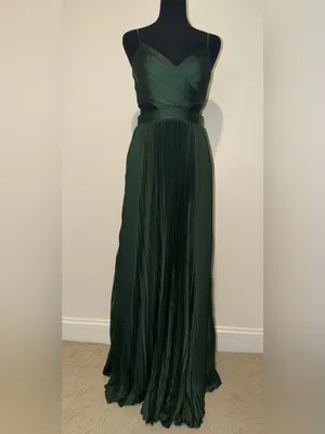 NWOT Lulus Got the Glam Emerald Green Pleated Cutout Maxi Dress thumbnail 3