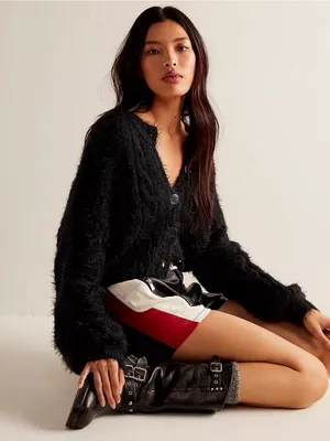We The Free Photo finish White & Red Colorblock Faux Leather Moto Shorts thumbnail 3