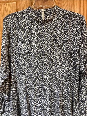 Derek Lam 10 Crosby Long Sleeve Mock Neck Blue Floral Print Mini Dress Size 6 thumbnail 4