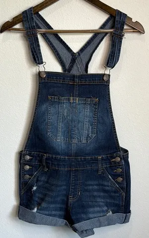 Jordache Denim Cutoff Overalls Waist 32" Inseam 3" Size M thumbnail 1
