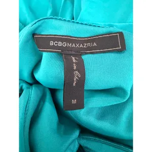 BCBGMAXAZRIA Helyn Blue Jade Ruched Crisscross Halter Mini Dress Medium NYC6P464 thumbnail 3