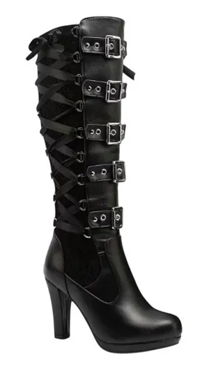 Y2K Women's Knee High Goth Chunky Boots in Black, Size 37/US 7 thumbnail 1