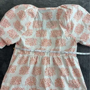 Anthropologie Moglea Orange White Abstract Print‎ Puff Sleeve Babydoll Top XS thumbnail 5