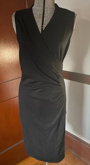 Lauren Ralph Lauren Classic Black V-Neck Dress thumbnail 1