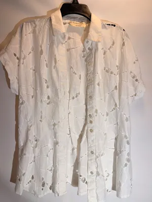 Anthropologie Exquise Adalene White Lace Maternity Button Down Blouse Top Size S thumbnail 4