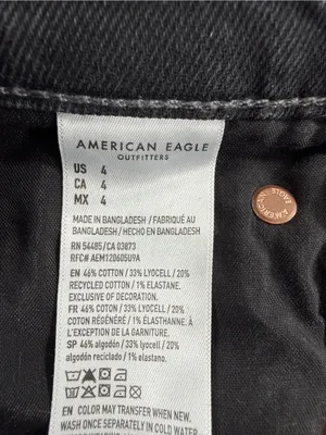 American Eagle Y2K Grunge Black Denim‎ Cutoff Shorts Distressed Raw Hem Womens 4 thumbnail 3