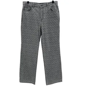 NWT Mango MNG Wide Leg Sequin Jeans Women's Sz 8‎ Gray Denim Rhinestone Festival thumbnail 2