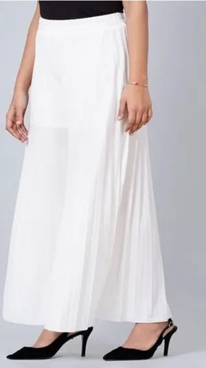 Sans Souci White‎ Wide Leg Pleated Pants Semi Sheer, Size M NWOT flowy romantic thumbnail 1